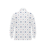 Anchor rudder nautical design pattern Men's Long Sleeve Polo Shirt