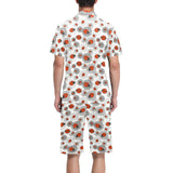 Ladybug Pattern Print Design 05 Men's V-Neck Short Pajama Set