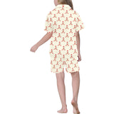 Golden Retriever Pattern Print Design 01 Kids' Boys' Girls' V-Neck Short Pajama Set