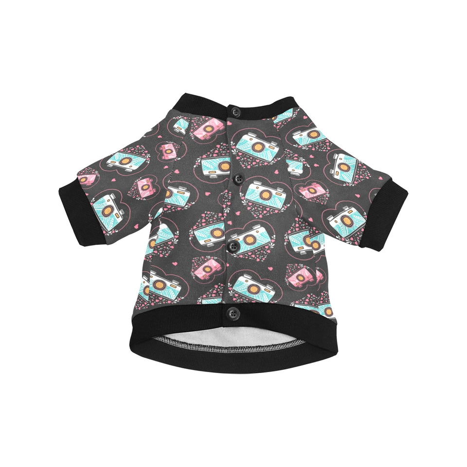 Camera Pattern Print Design 04 All Over Print Pet Dog Round Neck Fuzzy Shirt