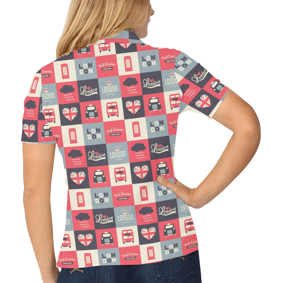 British Pattern Print Design 05 Women's All Over Print Polo Shirt