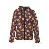 Hamburger Pattern Print Design 05 Women's Padded Hooded Jacket
