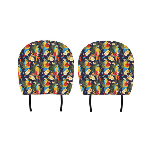 Colorful parrot flower pattern Car Headrest Cover