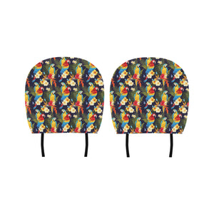 Colorful parrot flower pattern Car Headrest Cover