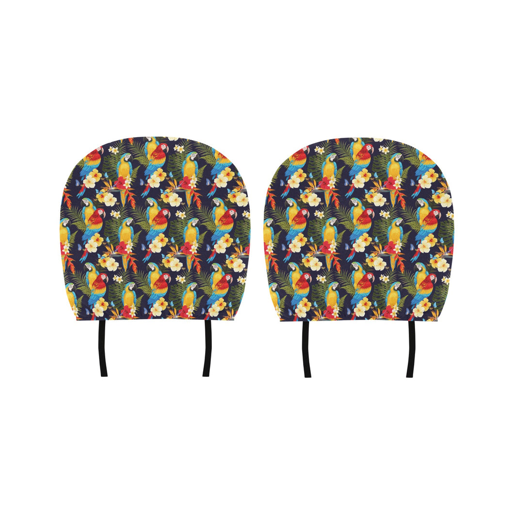 Colorful parrot flower pattern Car Headrest Cover
