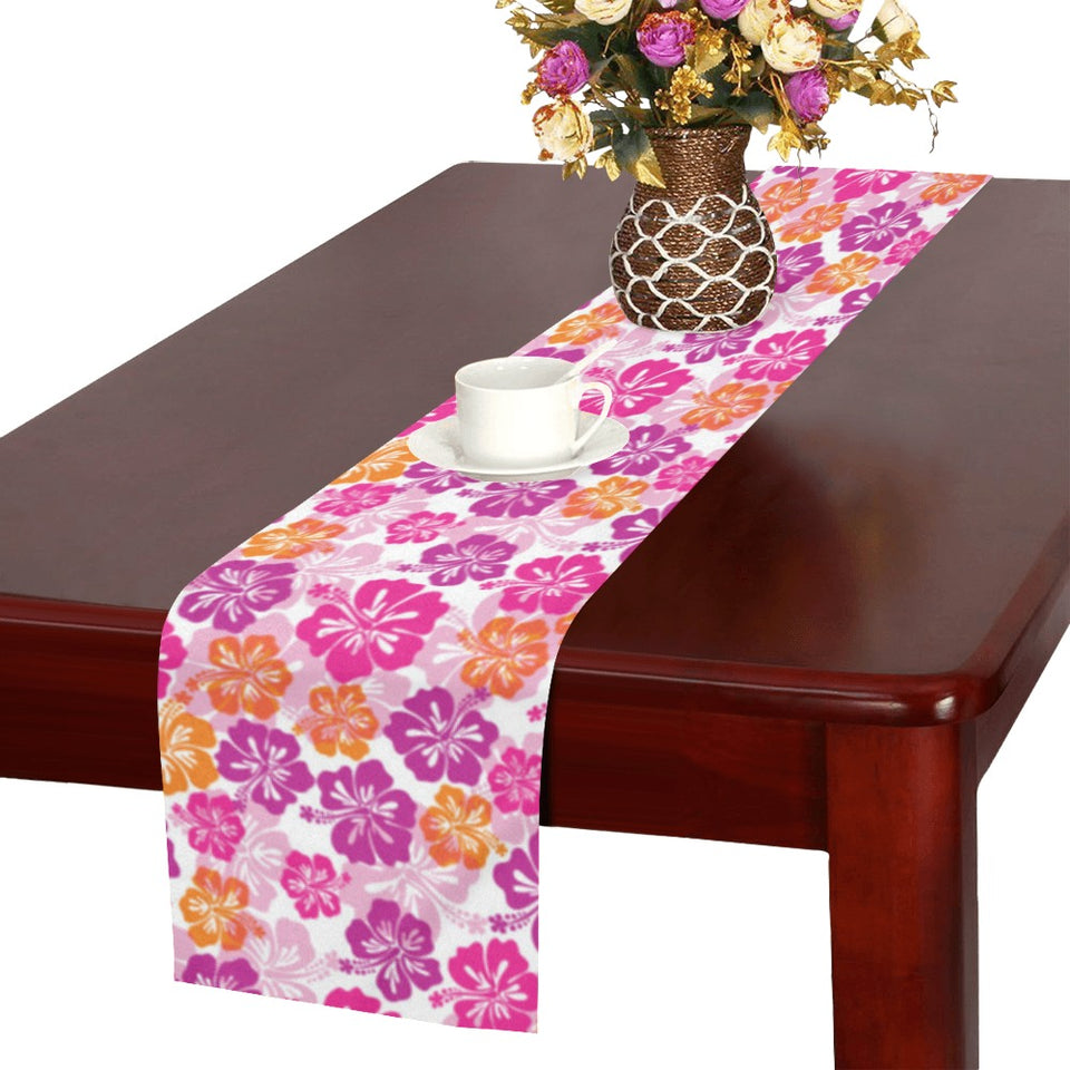 Hibiscus Pattern Print Design 01 Table Runner