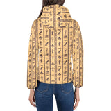 Egypt Hieroglyphics Pattern Print Design 02 Women's Padded Hooded Jacket
