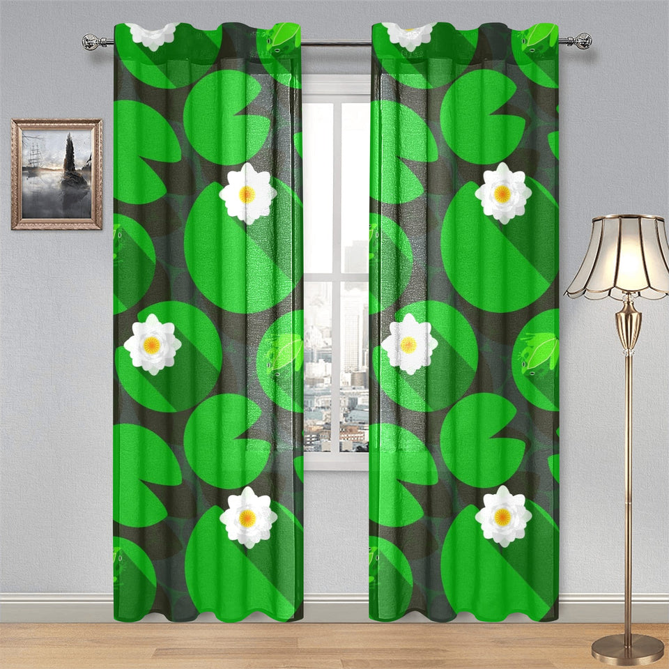 Frog waterlily pattern Gauze Curtain