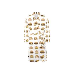 Hamburger Pattern Print Design 02 Men's Long Sleeve Belted Night Robe