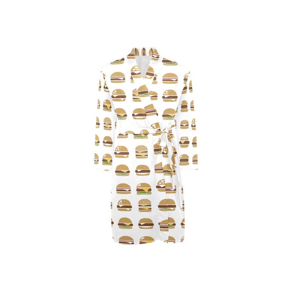 Hamburger Pattern Print Design 02 Men's Long Sleeve Belted Night Robe