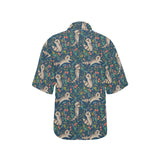 Raccoon tropical leaves pattern Women's All Over Print Hawaiian Shirt