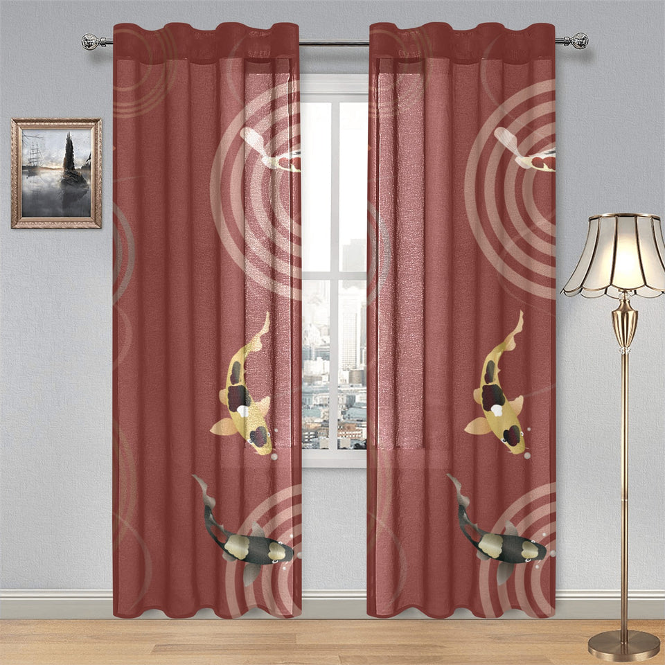 Koi Fish Carp Fish red background Gauze Curtain