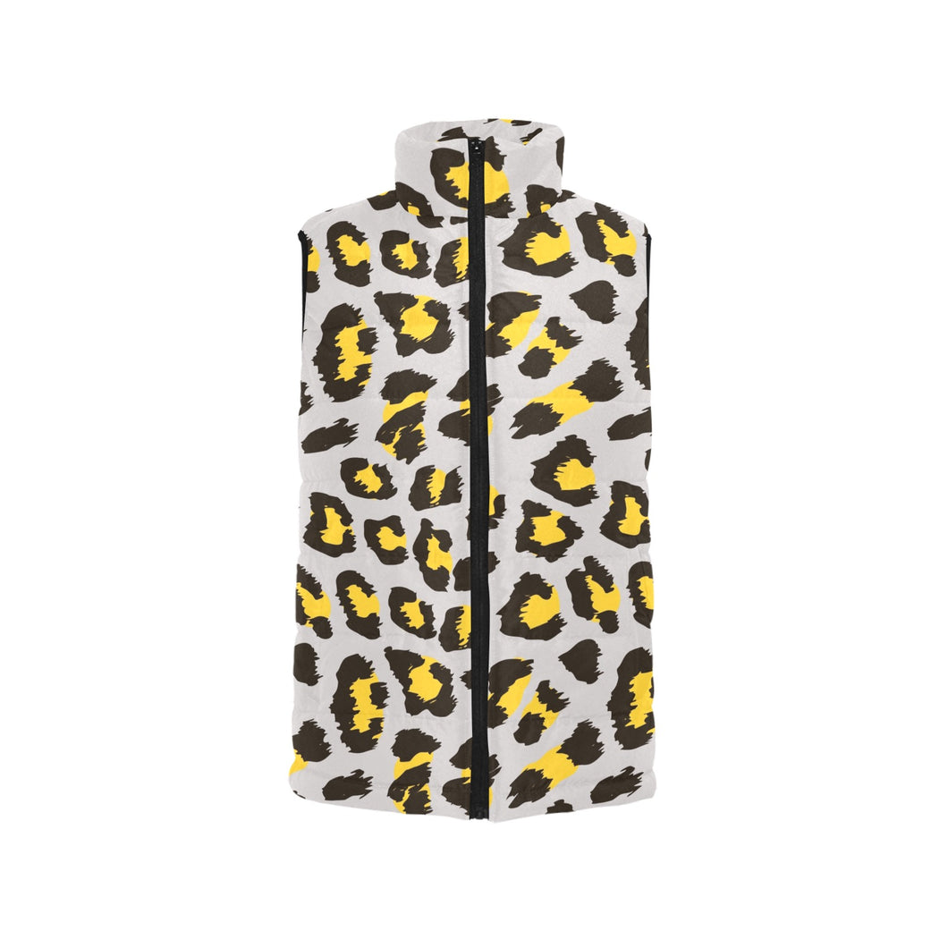 Gray Leopard print pattern Men's Padded Vest