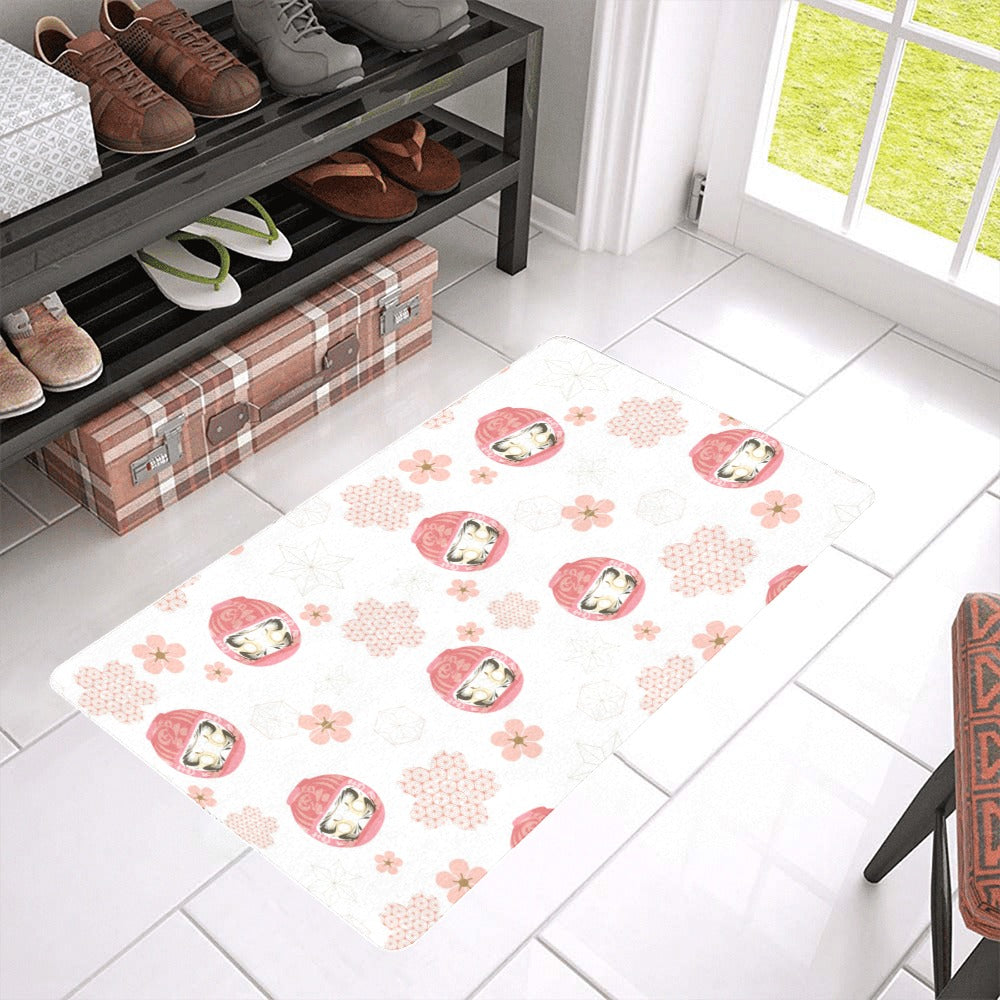 Daruma japanese wooden doll cherry blossom flower Doormat