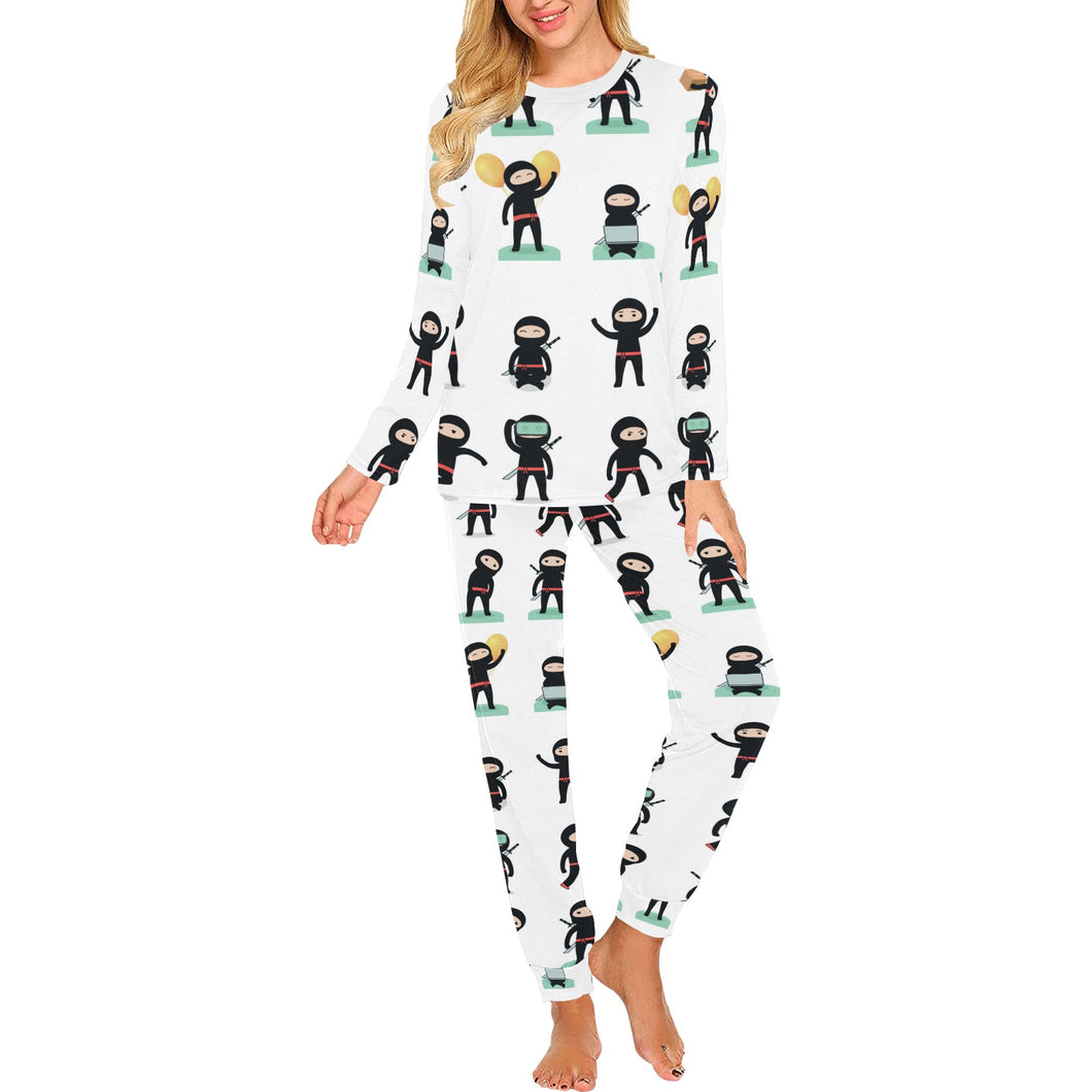 Cute ninja katana sword pattern Women's All Over Print Pajama Set