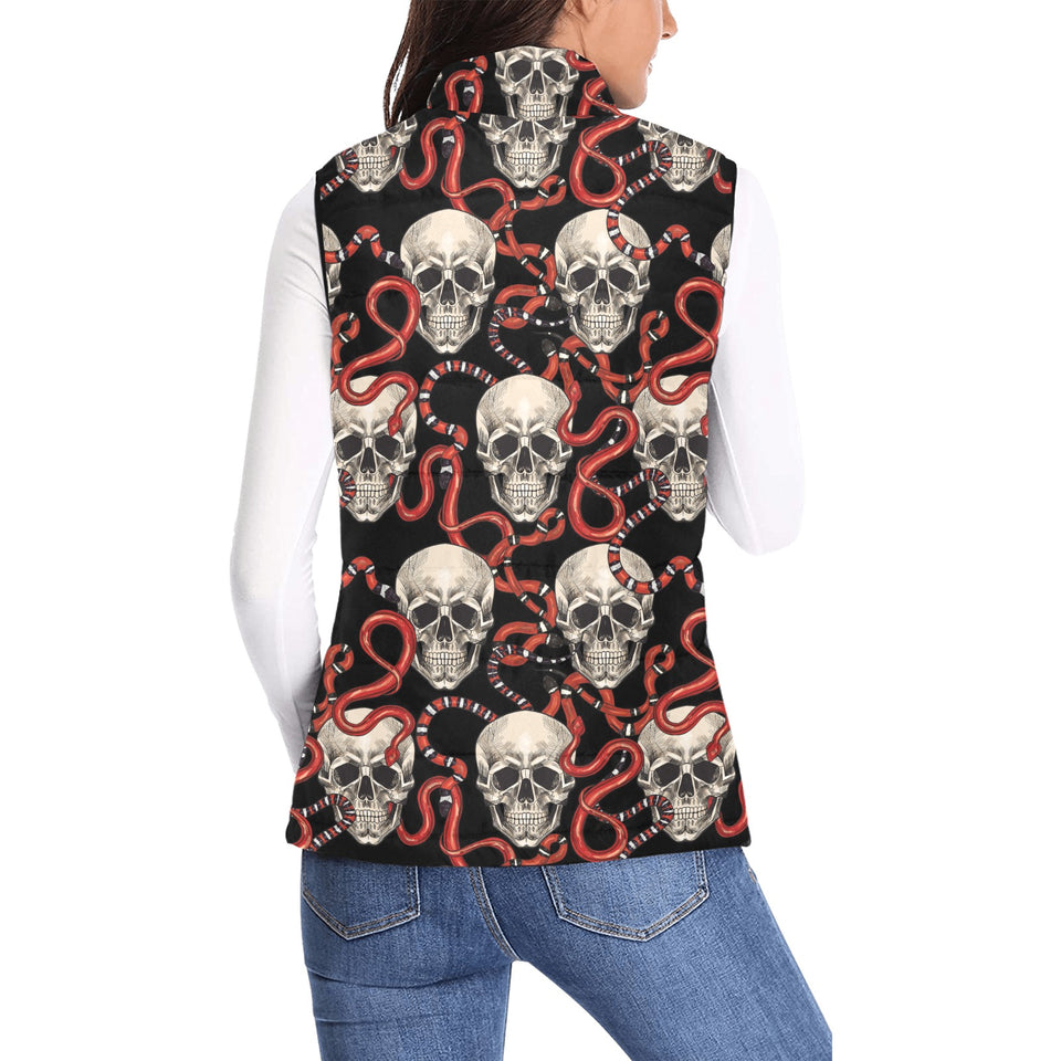 Red snake skull pattern Women's Padded Vest