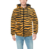 Bengal tigers skin print pattern background Men's Padded Hooded Jacket