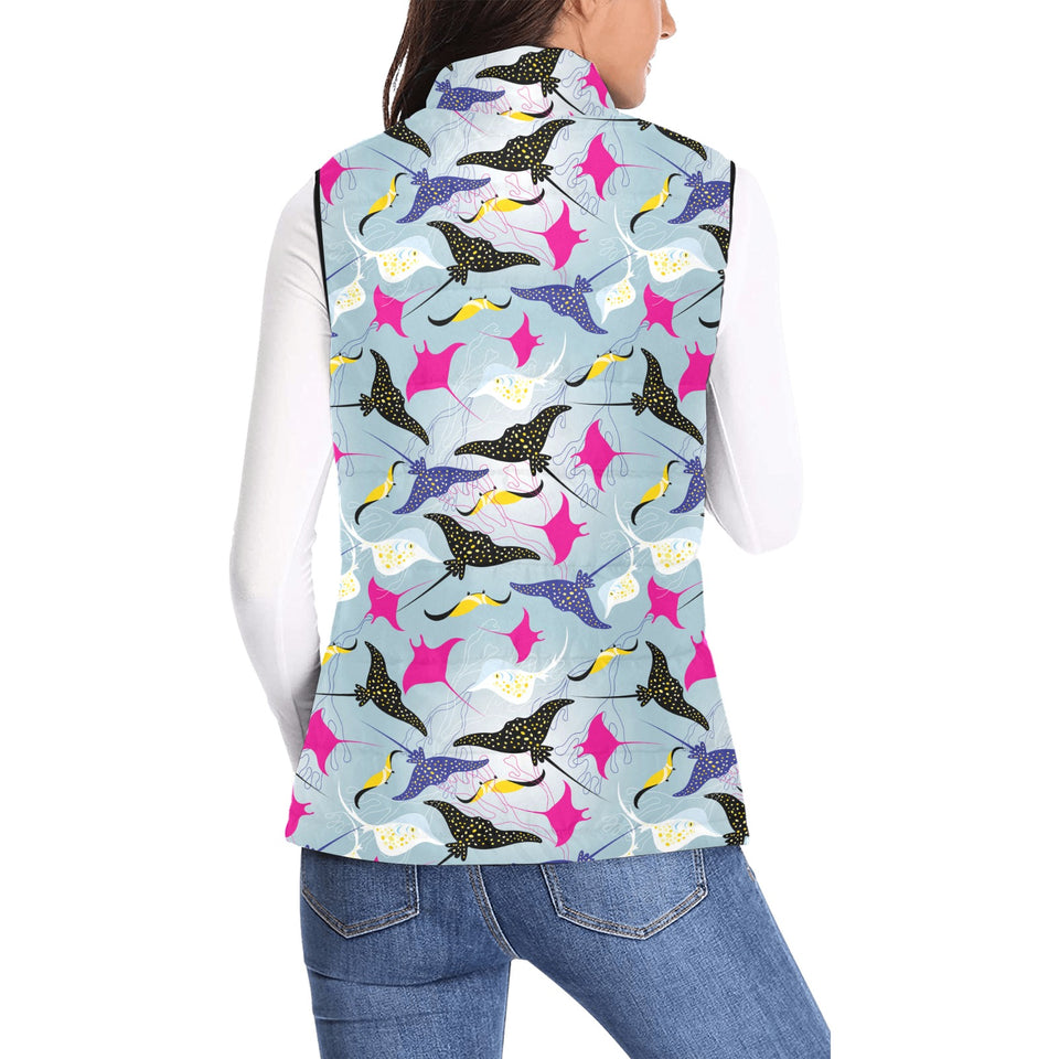 Stingray Pattern Print Design 01 Women's Padded Vest
