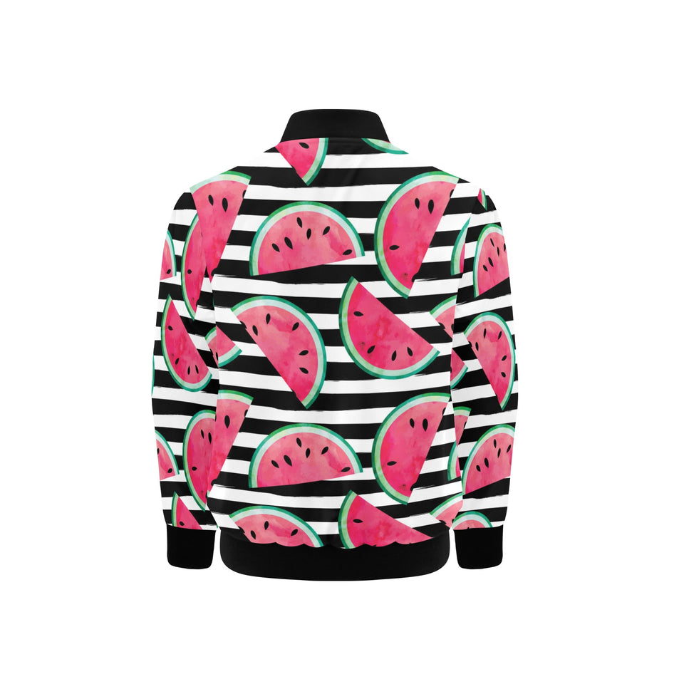 Watercolor paint textured watermelon pieces Kids' Boys' Girls' Bomber Jacket