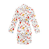 Canada Pattern Print Design 03 Women's Long Sleeve Belted Night Robe