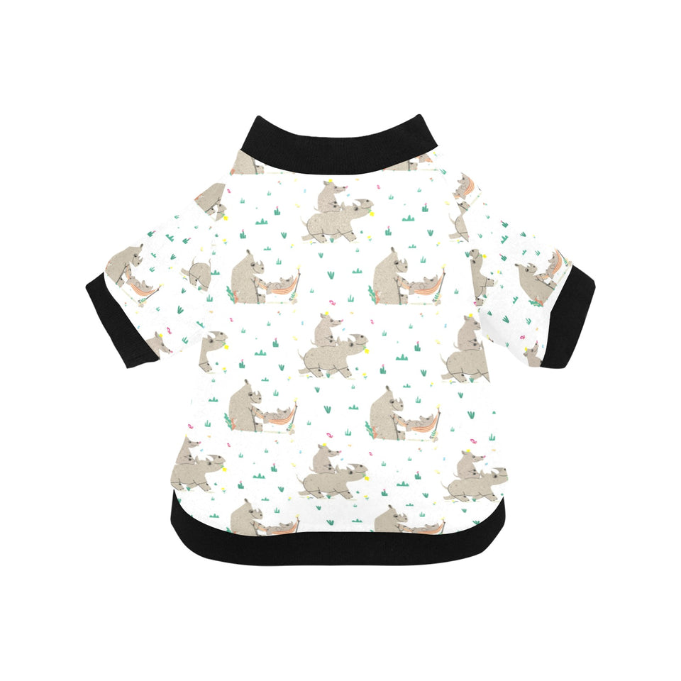 Cute Rhino pattern background All Over Print Pet Dog Round Neck Fuzzy Shirt