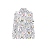 Cute Llama Alpaca pattern Women's Long Sleeve Polo Shirt