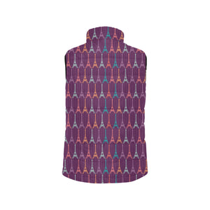 Eiffel Tower Pattern Print Design 05 Men's Padded Vest