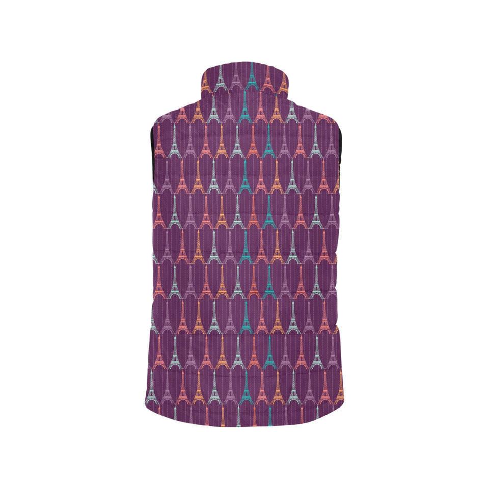 Eiffel Tower Pattern Print Design 05 Men's Padded Vest
