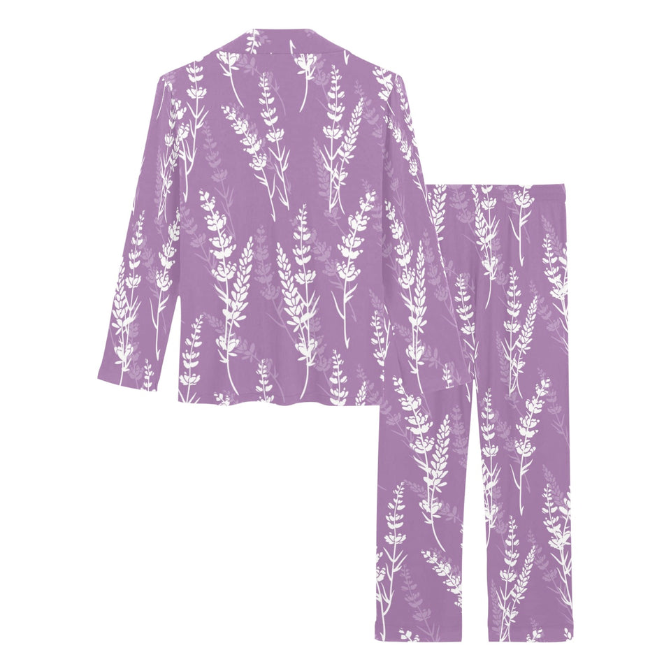 Lavender flowers purple pattern Women's Long Pajama Set