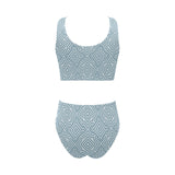 arabic pattern Chest Bowknot High Waisted Bikini Swimsuit
