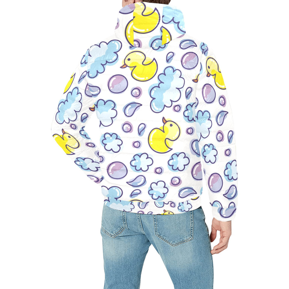Duck Pattern Print Design 01 Men's Padded Hooded Jacket