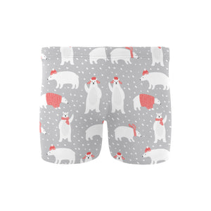 Cute polar bear christmas snow pattern Men's Swimming Trunks