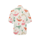 Cute whale pattern Women's All Over Print Hawaiian Shirt