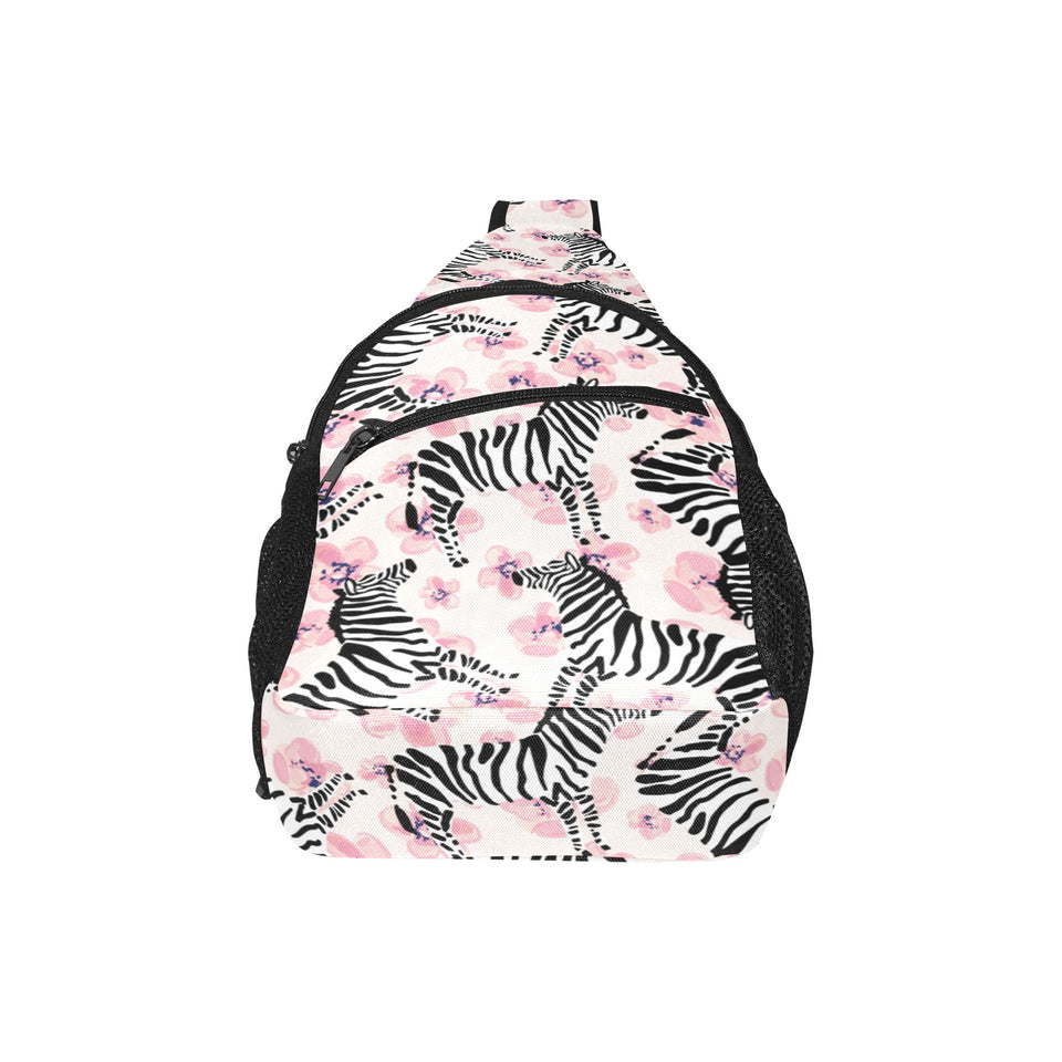 Zebra pink flower background All Over Print Chest Bag