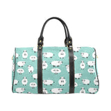 Cute sheep green background Travel Bag