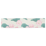 Pink lotus waterlily leaves pattern Table Runner