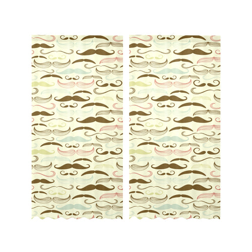 Mustache Beard Pattern Print Design 01 Gauze Curtain