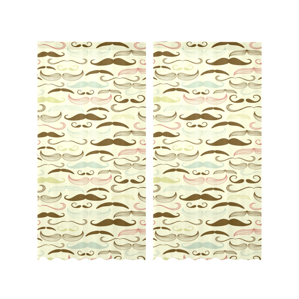 Mustache Beard Pattern Print Design 01 Gauze Curtain
