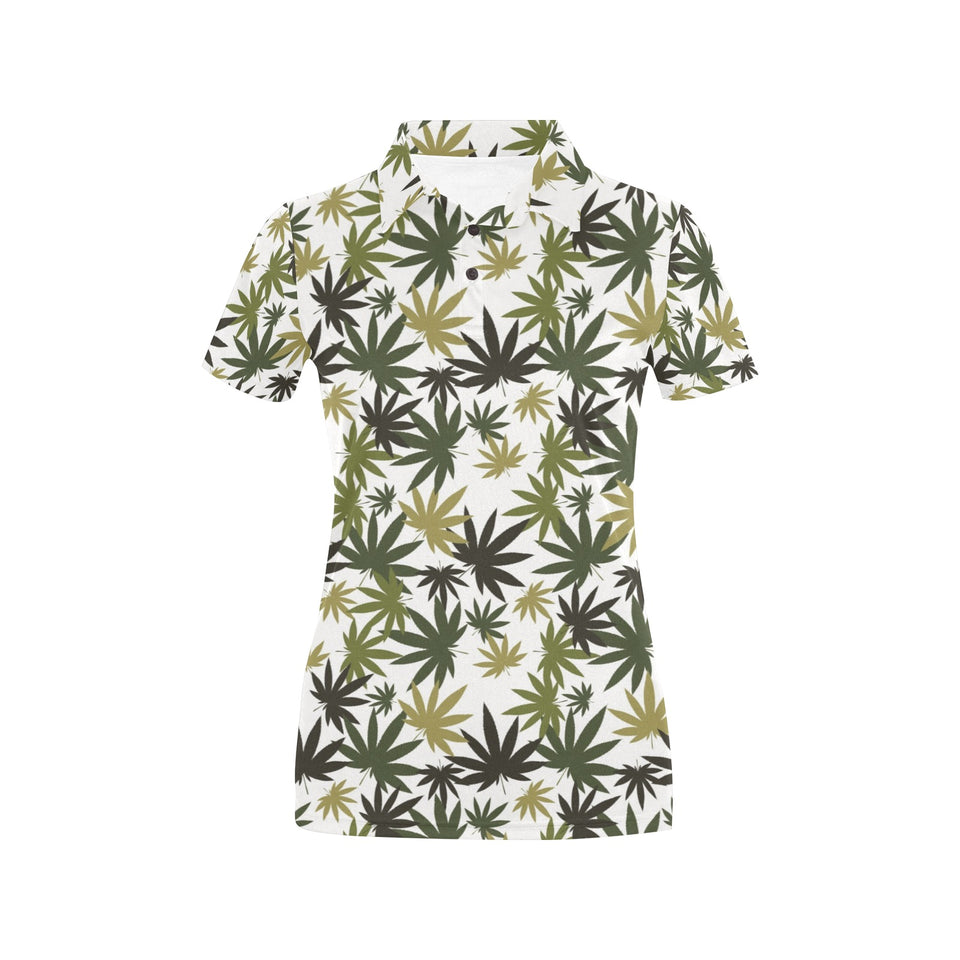 Canabis Marijuana Weed Pattern Print Design 05 Women's All Over Print Polo Shirt