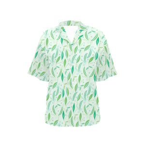 Green Peas Pattern Print Design 01 Women's All Over Print Hawaiian Shirt