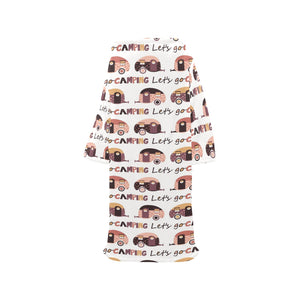 Camper Van Pattern Print Design 01 Blanket Robe with Sleeves