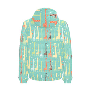 Giraffe Pattern Print Design 01 Men's Padded Hooded Jacket