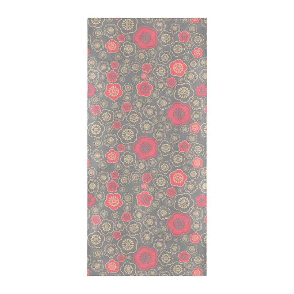 Red gold Sakura cherry blossom gray background Beach Towel