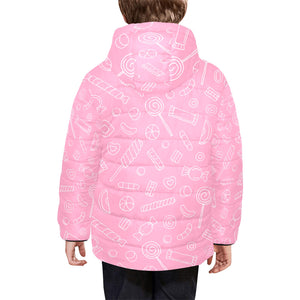 Sweet candy pink background Kids' Boys' Girls' Padded Hooded Jacket