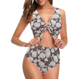 Garlic bulb dark background Chest Bowknot High Waisted Bikini Swimsuit