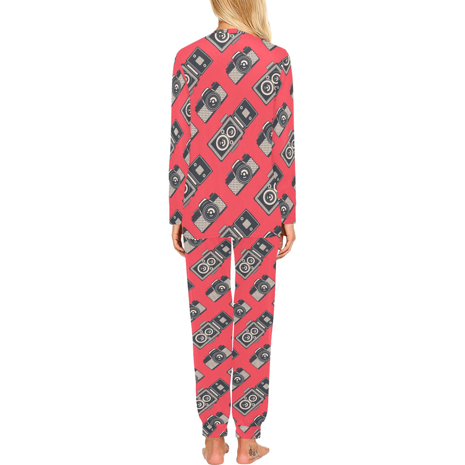Camera Pattern Print Design 05 Women's All Over Print Pajama Set