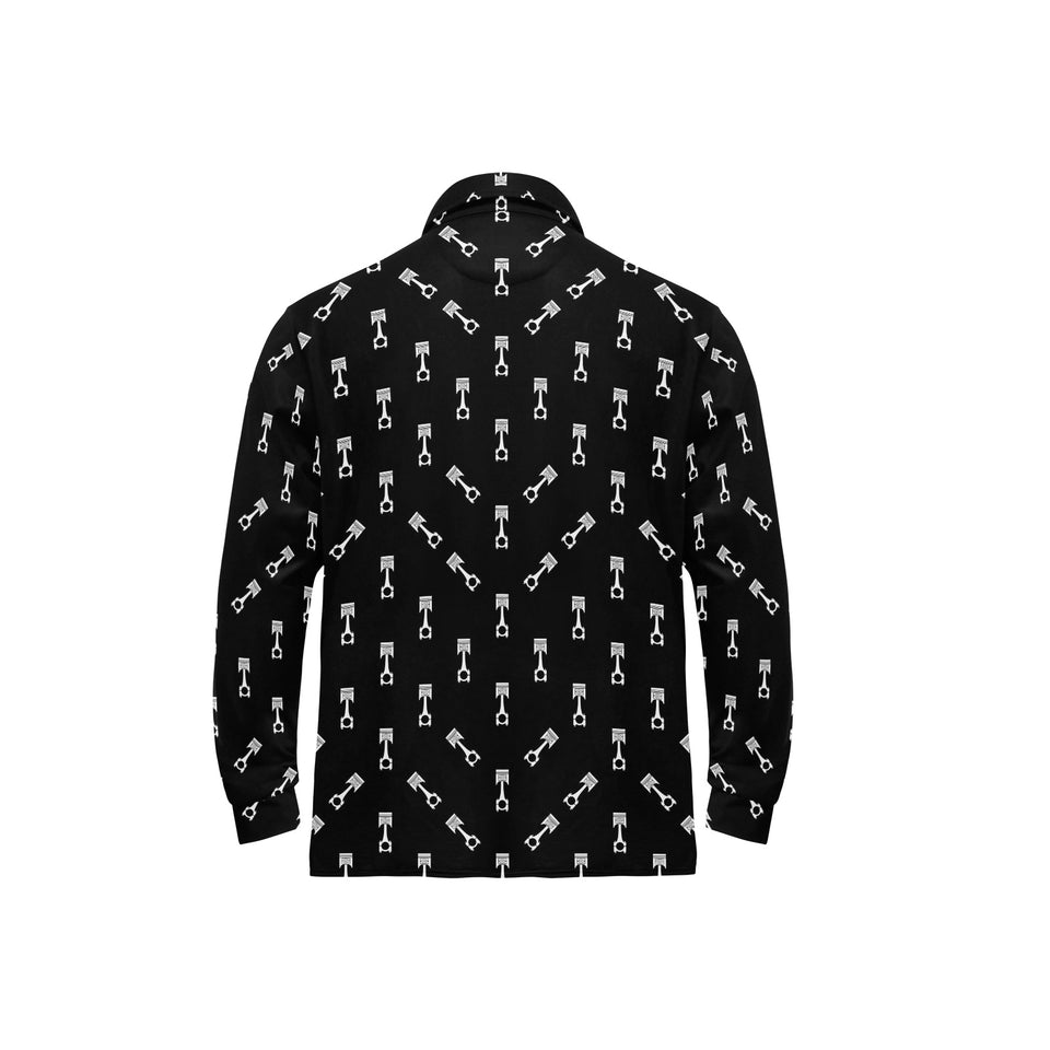 Engine Piston Black Theme Pattern Print Design 03 Men's Long Sleeve Polo Shirt