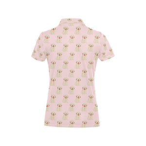 Golden Retriever Pattern Print Design 02 Women's All Over Print Polo Shirt
