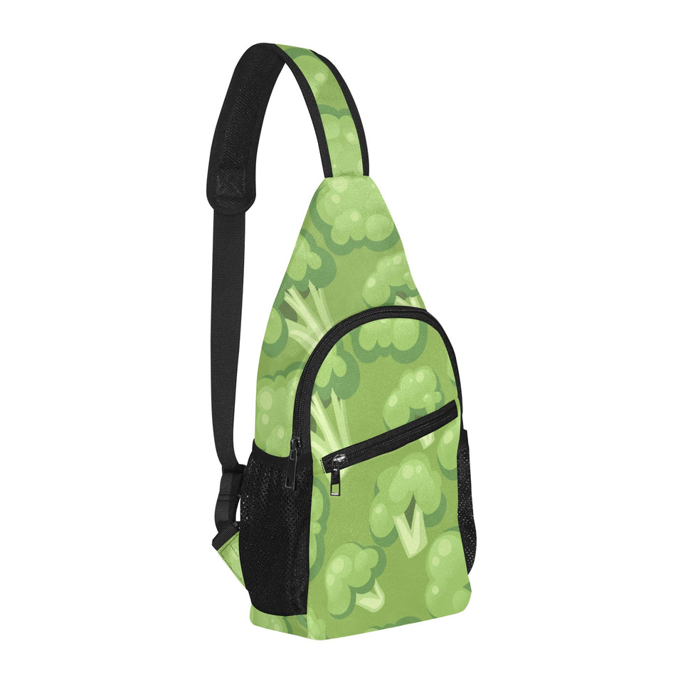 Broccoli pattern green background All Over Print Chest Bag