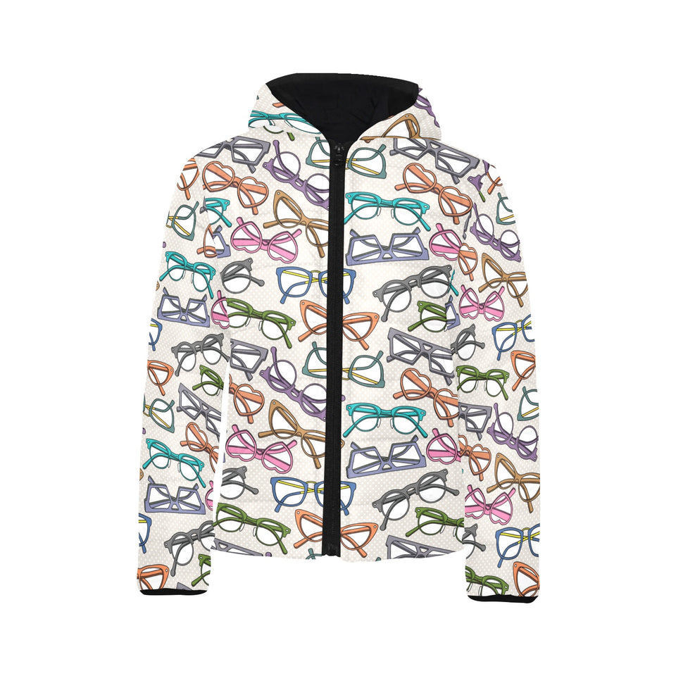 Sun Glasses Pattern Print Design 01 Kids' Boys' Girls' Padded Hooded Jacket